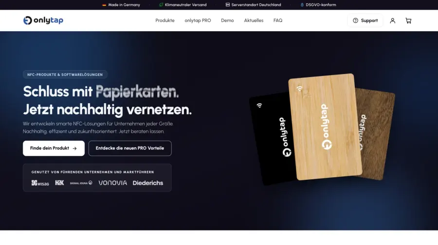 Landingpage von onlytap